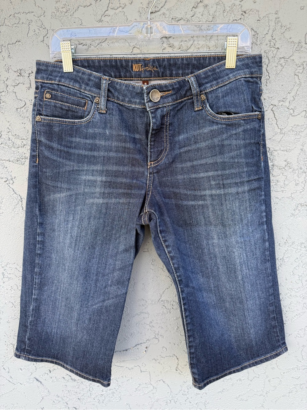 KUT from the Kloth Women’s Dark Blue Cotton Stretch Denim Bermuda Shorts 8